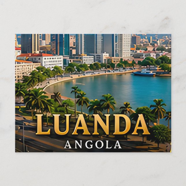 Luanda Bay och modern angolansk siluett Vykort (Framsida)