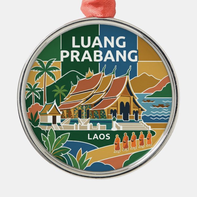 Luang Prabang Laos Julgransprydnad Metall (Framsidan)