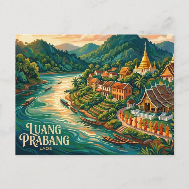 Luang Prabang Laos Vykort (Framsida)