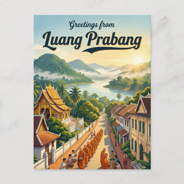 Luang Prabang Laos Vykort (Framsida)