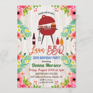 Luau Aloha BBQ Tropisk Födelsedagsinbjudan Inbjudningar