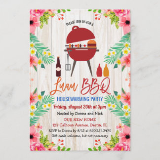 Luau Aloha BBQ Tropisk Inflyttningsfest Invitation Inbjudningar
