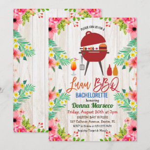 Luau Aloha BBQ Tropisk Sjungbrud Inbjudan