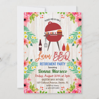 Luau Aloha BBQ Tropiskt Pensionärsinbjudan Inbjudningar
