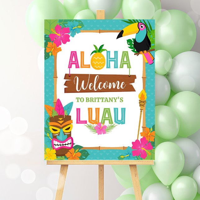 Luau Aloha Hawaiian Tropical Birthday Välkommen Poster (Skapare uppladdad)