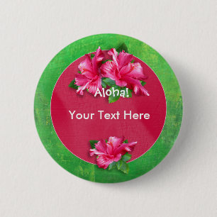 Luau Aloha knäppas den rosa hibiskusen Knapp