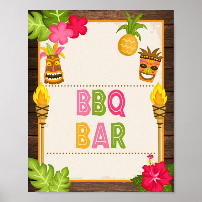 Luau BBQ Pub Sign Poster (Framsidan)