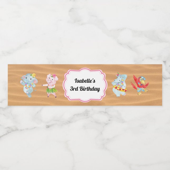 Luau Beach Party Vattenflaska Label Vattenflaskor Etikett (Singel etikett)