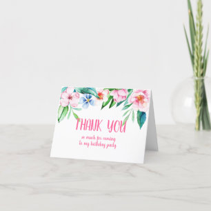 Luau Beach Tropical Blommigt Hawaiian Birthday Pho Tack Kort