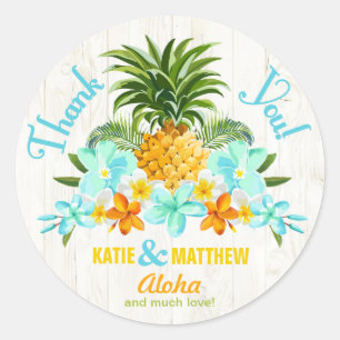 Luau Beach Tropical Blommigt Tack Label Runt Klistermärke