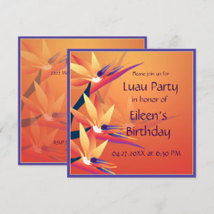 Luau Birthday Bird of Paradise Tropical Party Inbjudningar