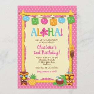 Luau Birthday bjudande, Bassäng Födelsedagsfest Inbjudningar