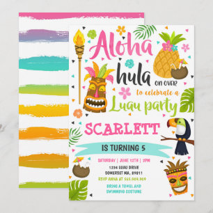 Luau Birthday bjudande Hawaiian Luau Party Inbjudningar