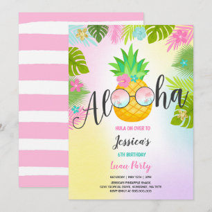 Luau Birthday bjudande in Pineapple Hawaiian Luau Inbjudningar