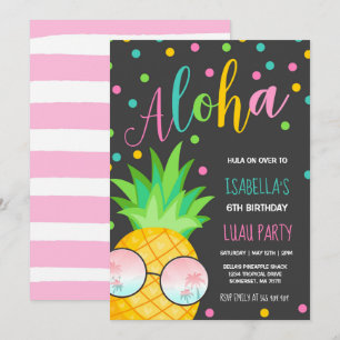 Luau Birthday bjudande in Pineapple Hawaiian Luau Inbjudningar