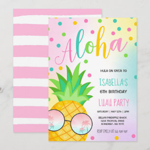 Luau Birthday bjudande in Pineapple Hawaiian Luau Inbjudningar
