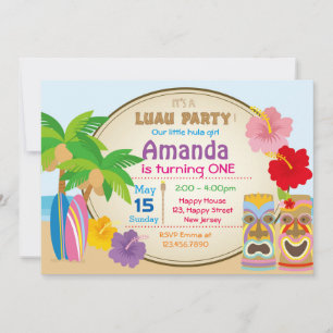 Luau Birthday-inbjudan Inbjudningar