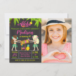 Luau Birthday Invitation Aloha Photo Invite Girl Inbjudningar