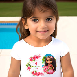 Luau Birthday Tropical Beach Party Namn Girl T Shirt