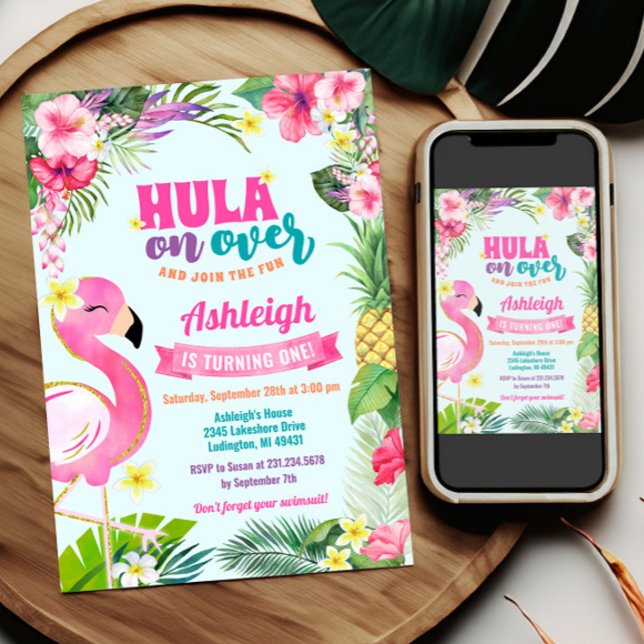 Luau Birthday Tropical Sommarinbjudan Inbjudningar (Luau Birthday Invitation Template - Luau Birthday - Tropical Birthday Theme)