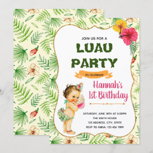 Luau Boy födelsedagsfest inbjudan