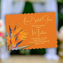 Luau Bröllopsfest Orange Bird of Paradise Design Inbjudningar