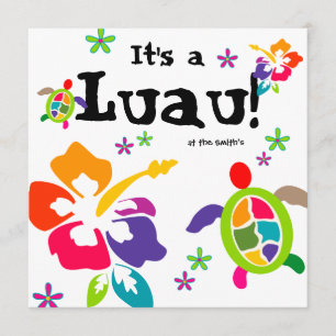 Luau-fest Hibiskusblommor Sköldpadda Färgrik Inbjudningar