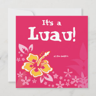 Luau-fest Invitation Hibiskus Blomma Rosa Inbjudningar