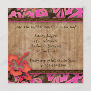Luau-fest Invitation Hibiskus Rosa Brun Orange Inbjudningar