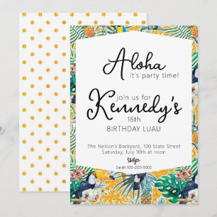 Luau-fest Invitation Tukaner & Ananas Inbjudningar