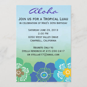 Luau-fest Invitationer - Calypso Inbjudningar
