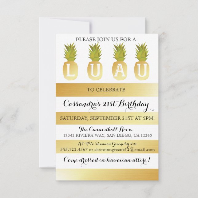 Luau-festinvitation för födelsedag, bröllop etc inbjudningar (Framsida)