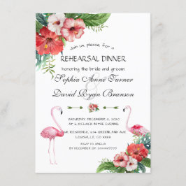 Luau Flamingo Tropical Blommigt Rehearsal Middag Inbjudningar