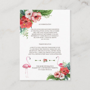 Luau Flamingo Tropicala Blommiga Bröllopsdetaljer Tilläggskort
