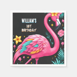 Luau Fly Rosa Flamingo Bassäng Party 1:a födelseda Pappersservett