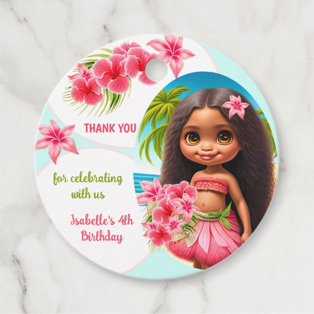 Luau födelsedag Tropical strand party flicka Gåvor Etiketter (Framsida)
