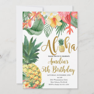 Luau-födelsedag, Tropisk födelsedagsfest, Aloha Inbjudningar
