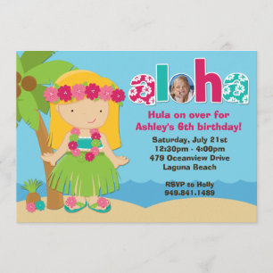 Luau Födelsedagsfest inbjudan