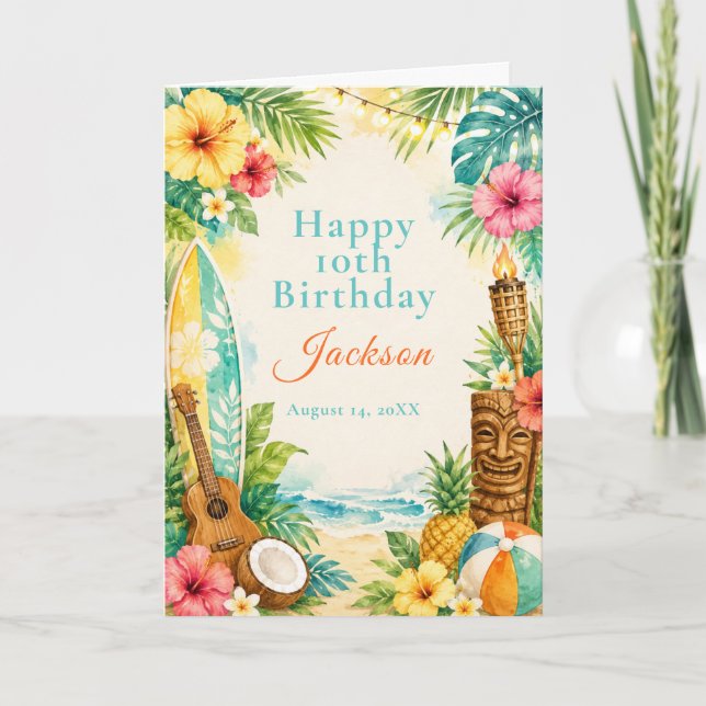 Luau Födelsedagsfest Kort (Framsida)