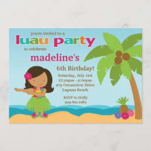 Luau-födelsedagsfestinbjudan Inbjudningar