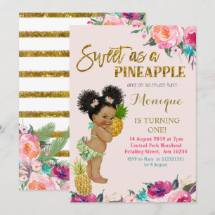 Luau-födelsedagsinbjudan afrikansk amerikan inbjudningar