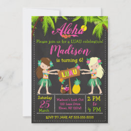 Luau-födelsedagsinbjudan Aloha-inbjudningar Inbjudningar