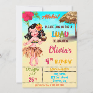 Luau-födelsedagsinbjudan Hawaiian inbjudan Aloha
