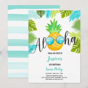 Luau födelsedagsinbjudan Pineapple Hawaiian Luau Inbjudningar