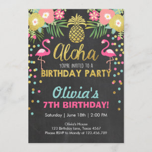 Luau för födelsedag för Flamingopartyinbjudan Inbjudningar