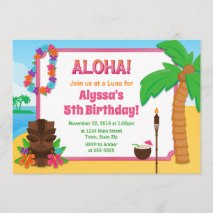 Luau för Luau födelsedaginbjudan party Inbjudningar
