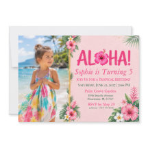 Luau Foto Rosa Tropisk Blommig Aloha Födelsedag