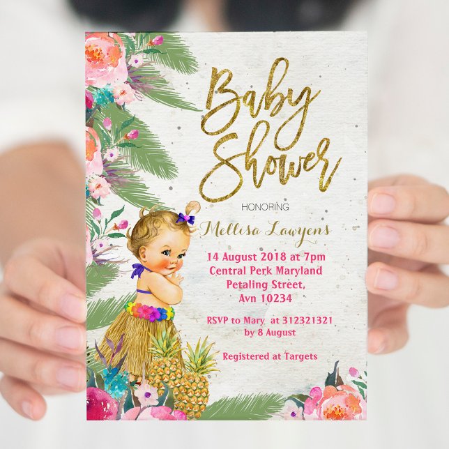 Luau Hawaiian Baby Shower-inbjudan Inbjudningar (Skapare uppladdad)