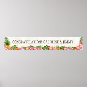Luau Hawaiian Beach Rustic Bröllop Banner Poster