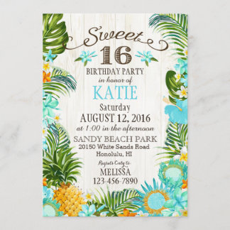Luau Hawaiian Beach-Sweet sixteen Inbjudningar